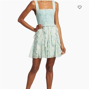 Alice + Olivia Lace Ruffle Mini Dress in Light Blue